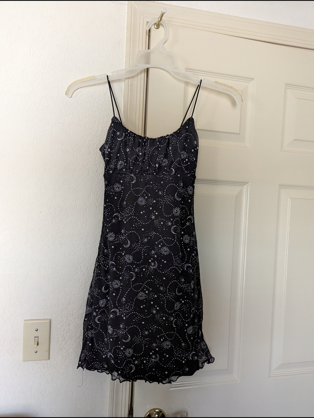 Ultra Flirt Black Celestial Print Mini Slip Dress